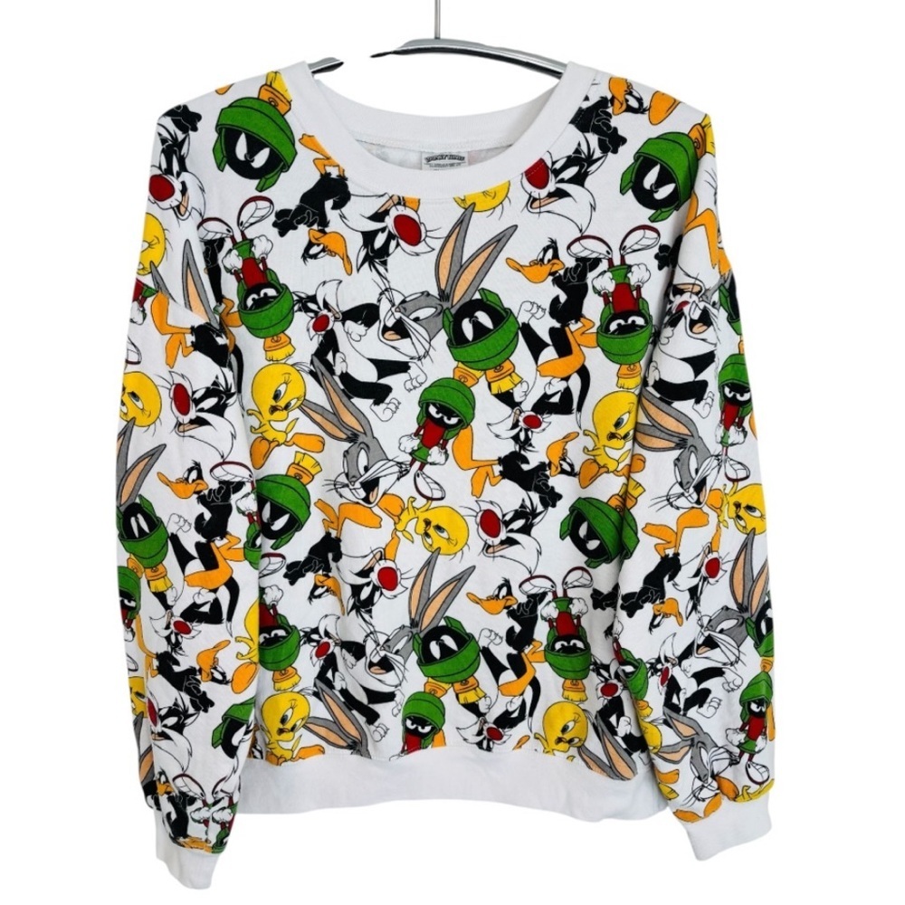 Looney Tunes Character All Over Print Crewneck Sweater Size Junior XL (15-17)